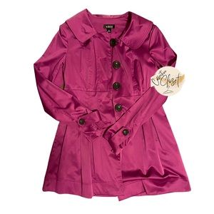 Women’s Satin Over Coat Fuchsia Purple  Medium